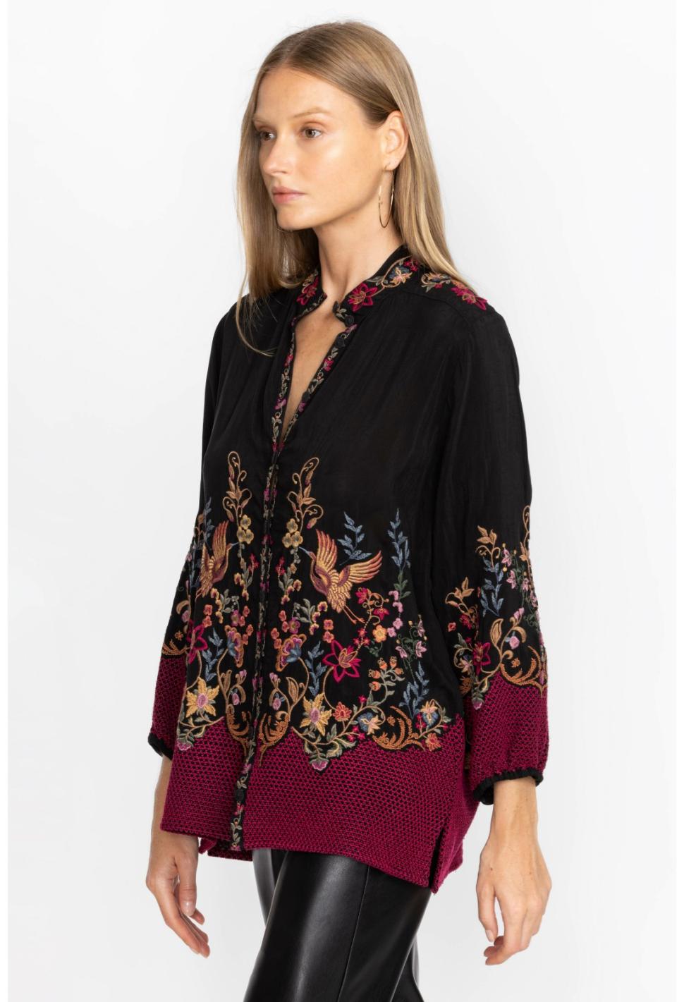 Women Tops | Johnny Was Eleana Blouse Black