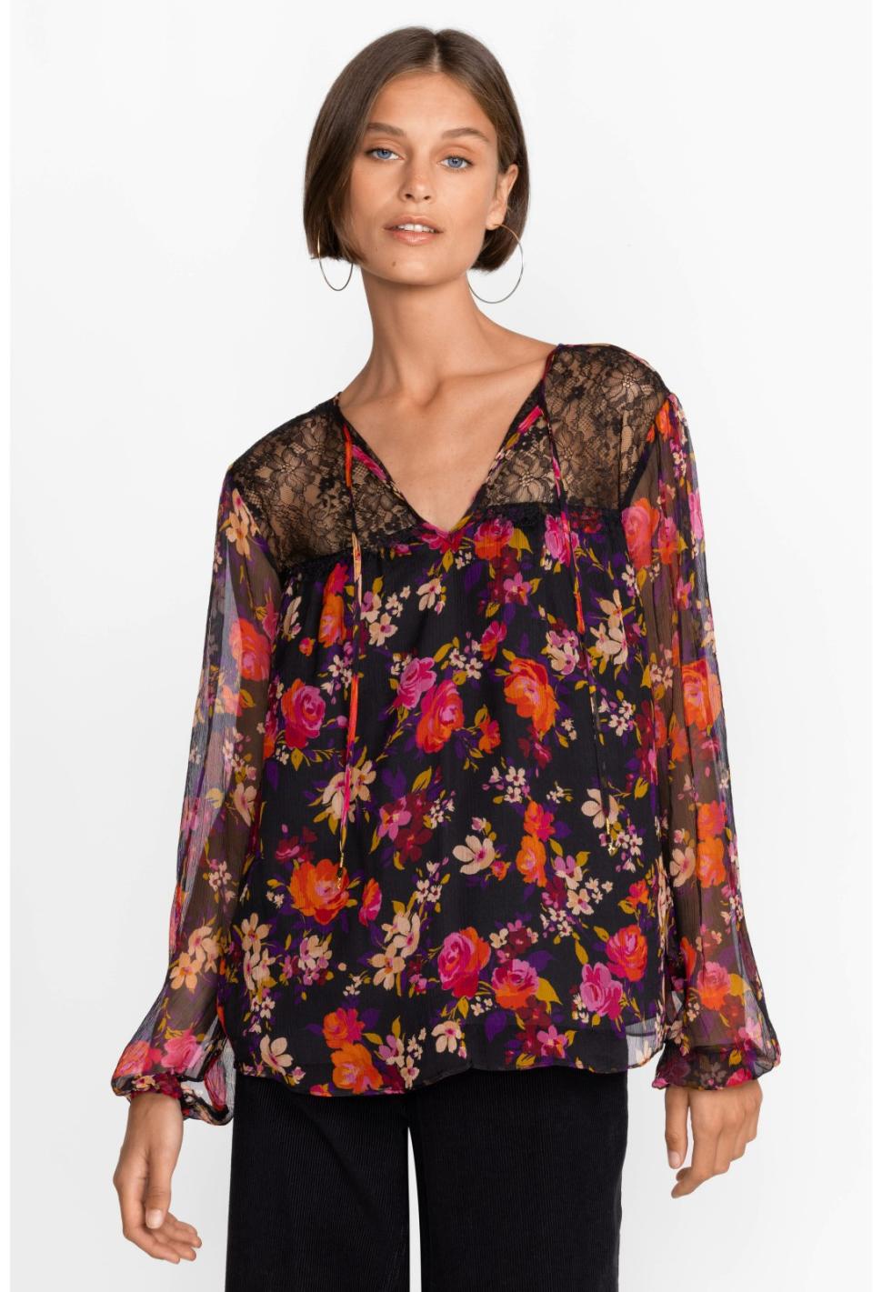 Women Tops | Johnny Was Flora Silk Blouse Flora