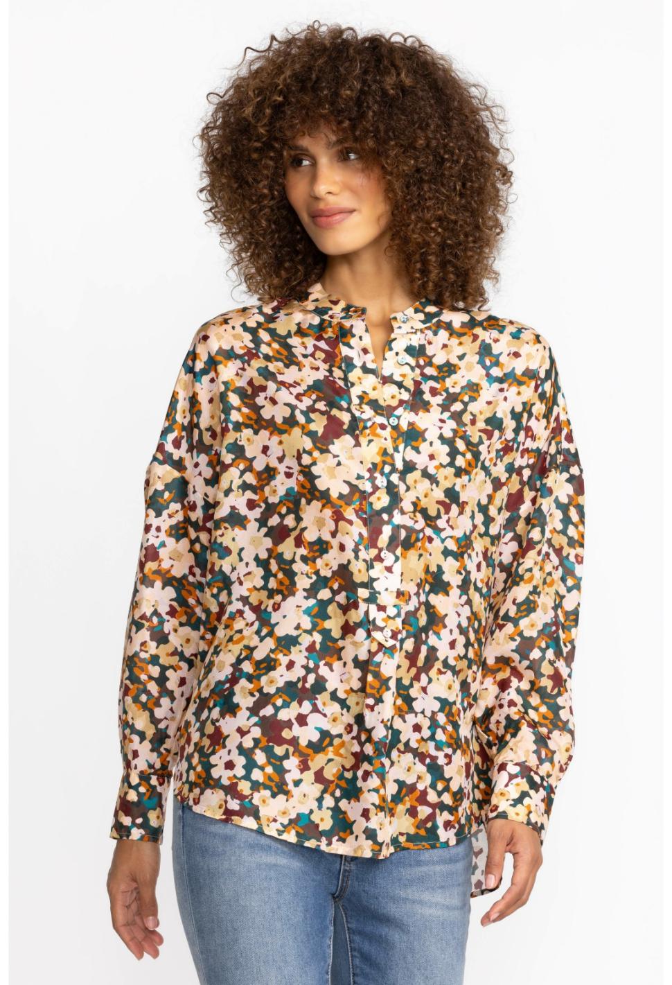 Women Tops | Johnny Was Floral Half Placket Button Top Multi