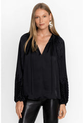 Women Tops | Johnny Was Gemma Pleated Blouse Black