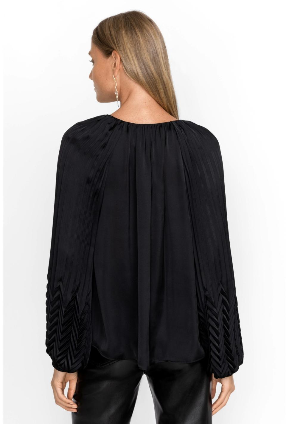 Women Tops | Johnny Was Gemma Pleated Blouse Black