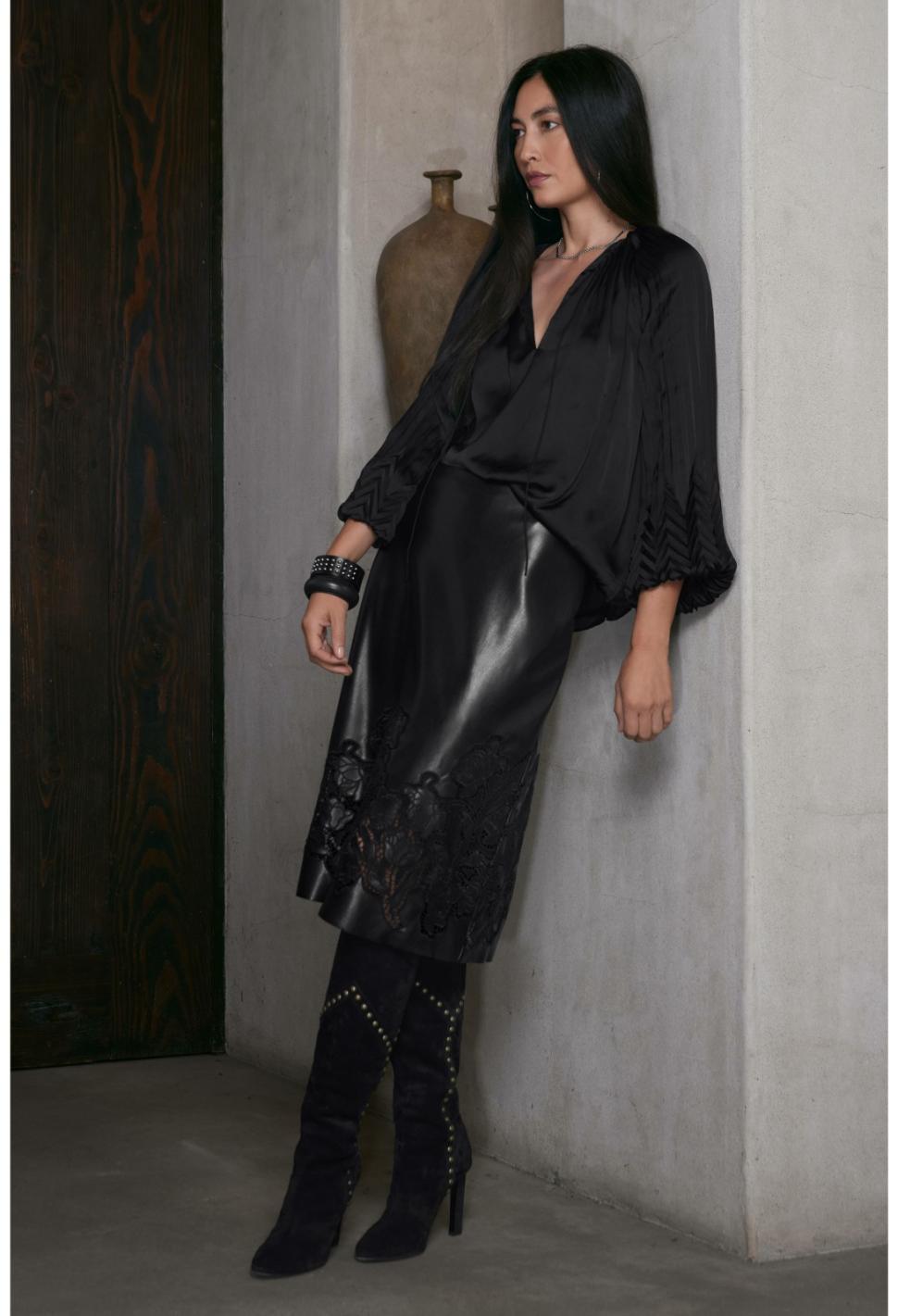 Women Tops | Johnny Was Gemma Pleated Blouse Black