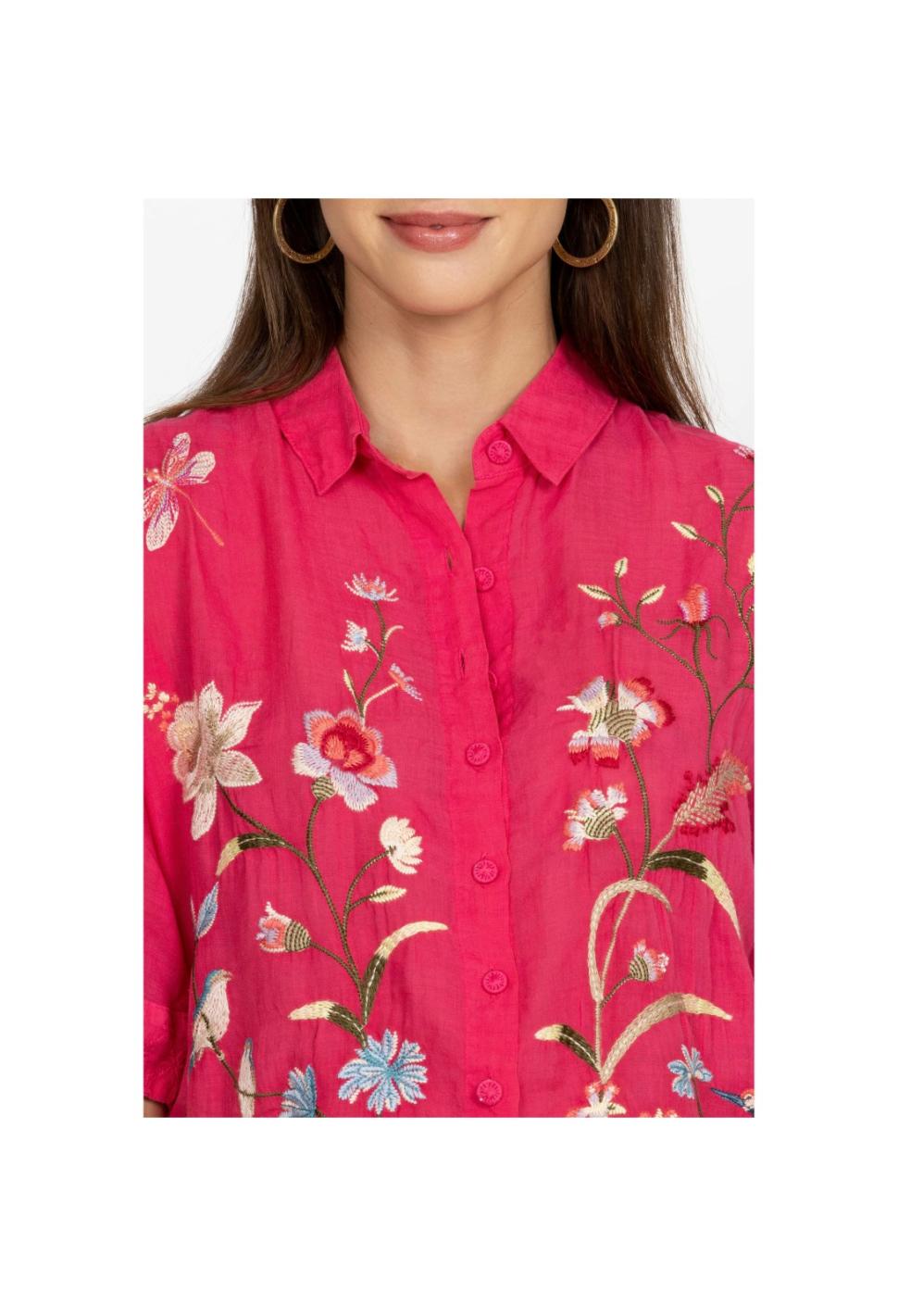 Women Tops | Johnny Was Geniveve Relaxed Dolman Shirt Rose Red