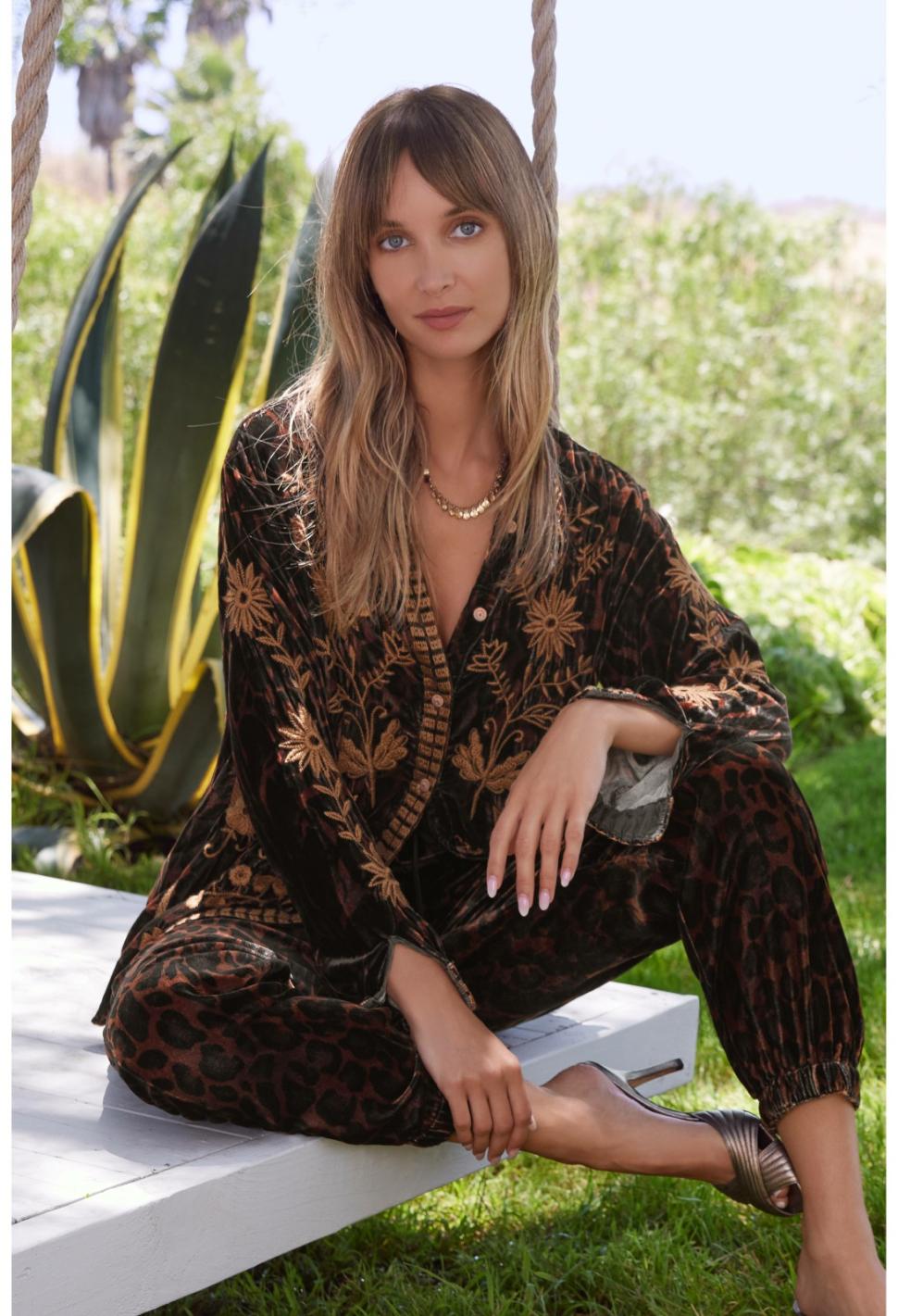 Women Tops | Johnny Was Georgina Velvet Oversized Shirt French Leopard