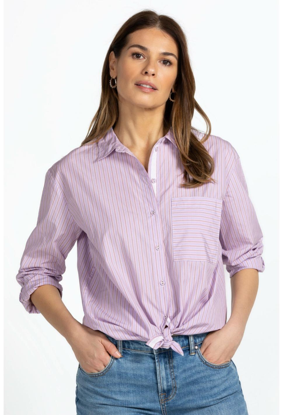 Women Tops | Johnny Was Giana Relaxed Pocket Shirt Stripe