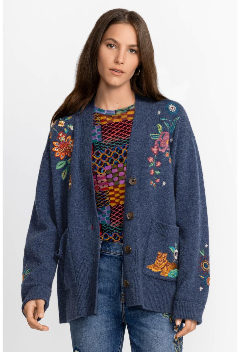 Women Tops | Johnny Was Griffin Cardigan Blue