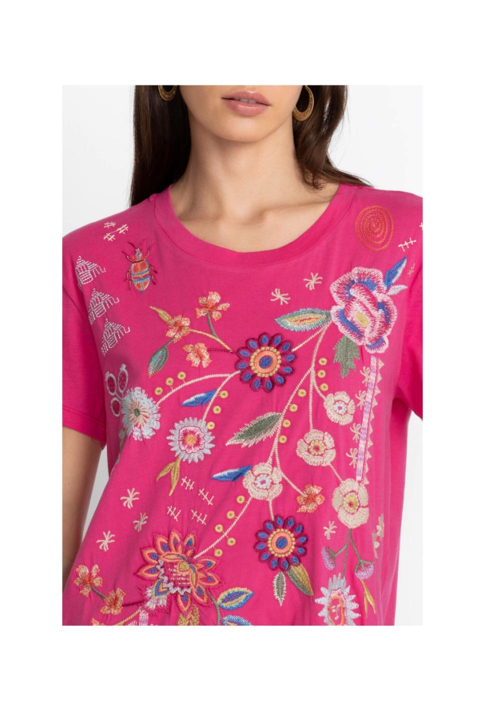 Women Tops | Johnny Was Griffin Easy Fit Tee Flamingo Pink