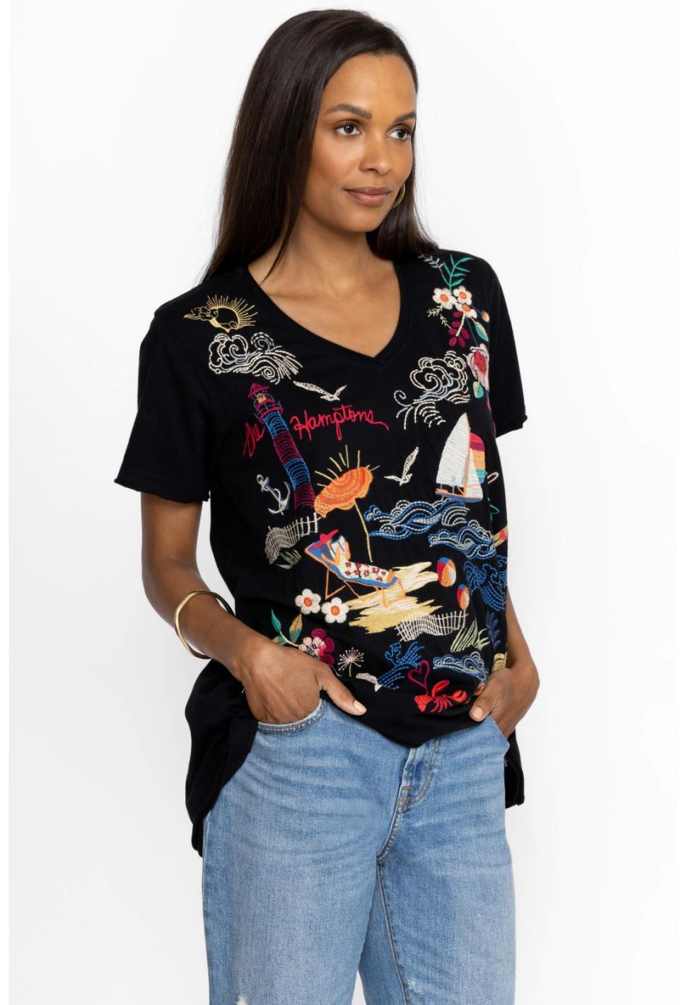 Women Tops | Johnny Was Hamptons Everyday Tee Black