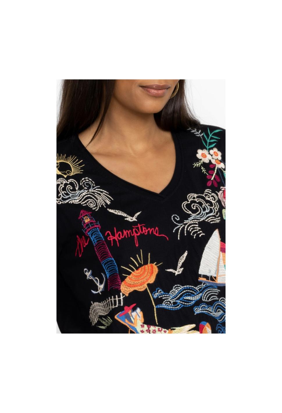 Women Tops | Johnny Was Hamptons Everyday Tee Black