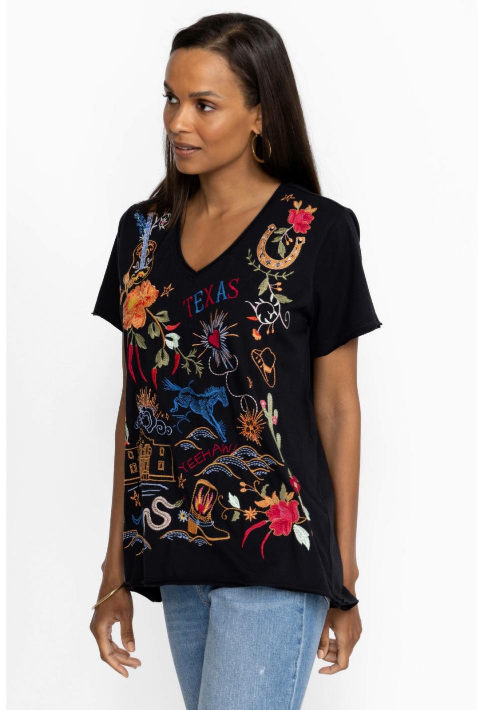 Women Tops | Johnny Was Hamptons Everyday Tee Black