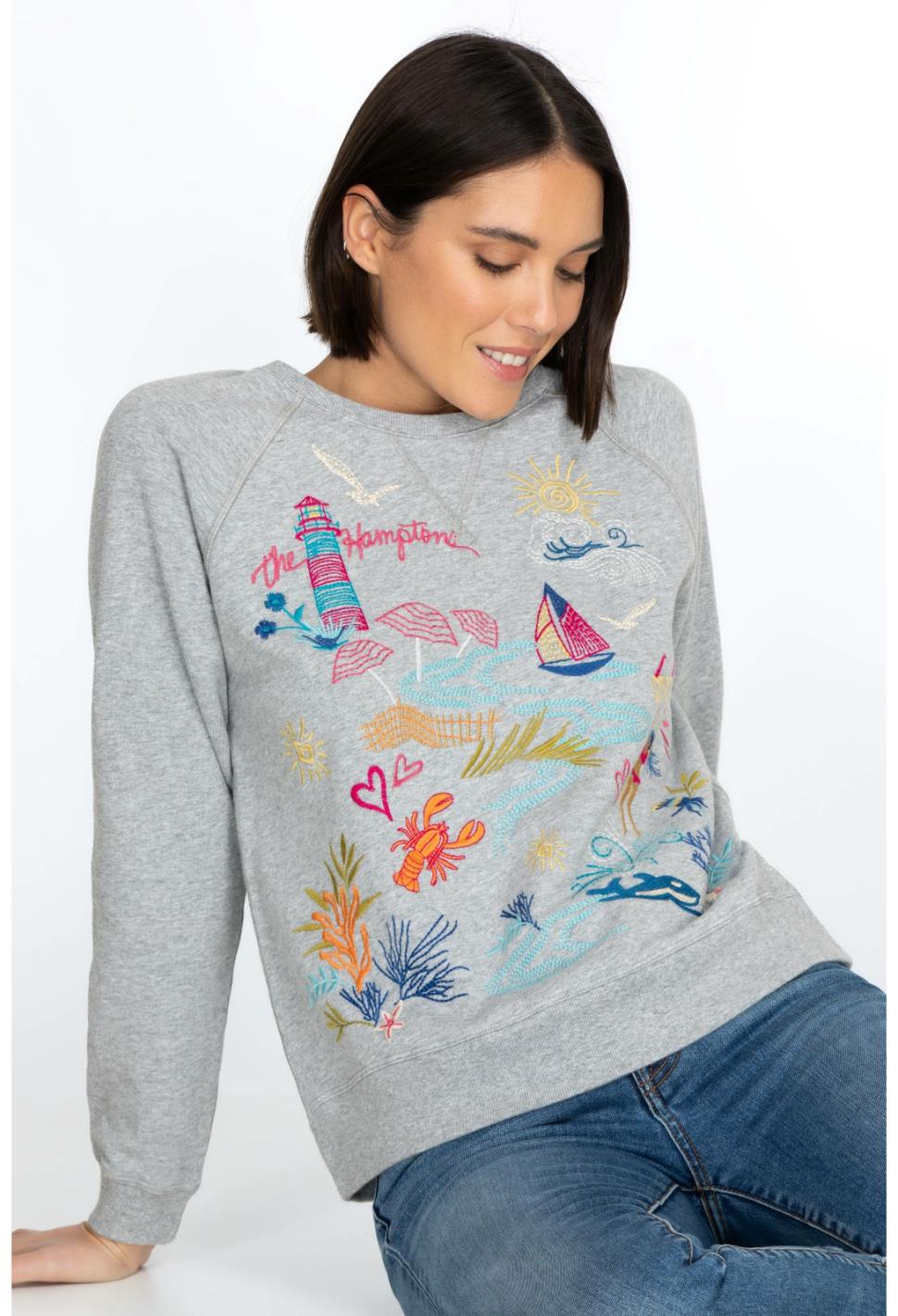 Women Tops | Johnny Was Hamptons Raglan Sweatshirt Light Heather Gray