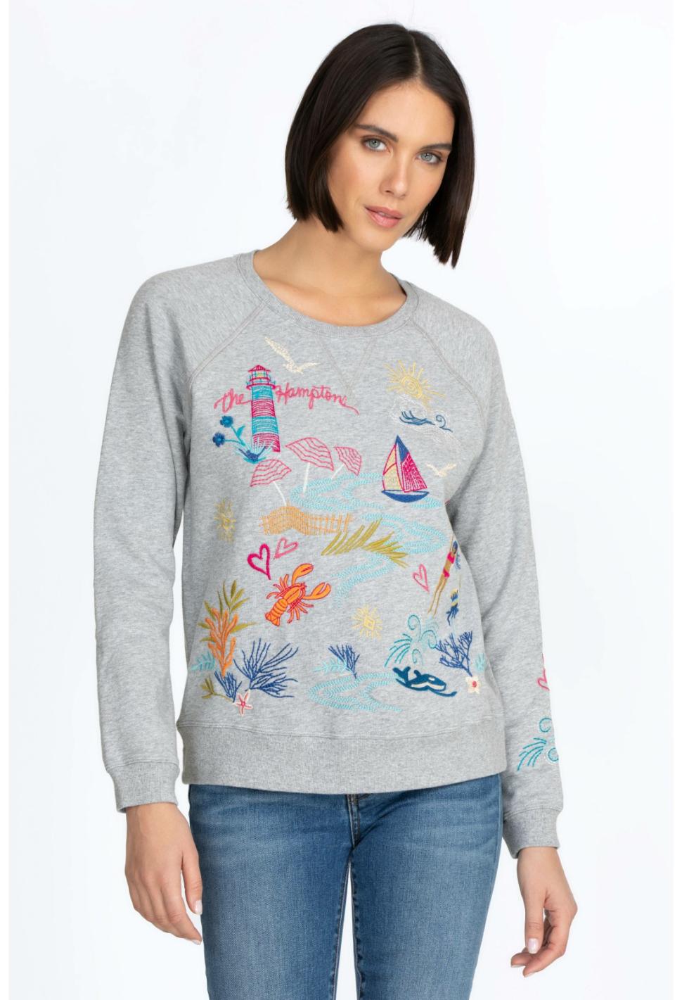 Women Tops | Johnny Was Hamptons Raglan Sweatshirt Light Heather Gray