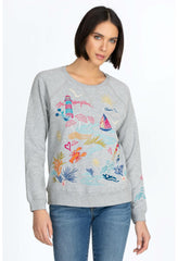 Women Tops | Johnny Was Hamptons Raglan Sweatshirt Light Heather Gray