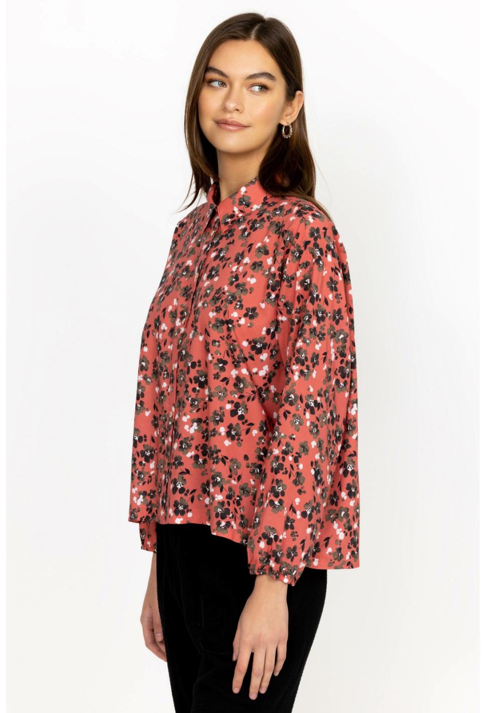 Women Tops | Johnny Was High Low Button Shirt Pale Blush Orchid Floral
