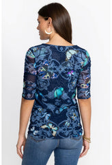 Women Tops | Johnny Was Holly Ruched Sleeve Mesh Top Holly