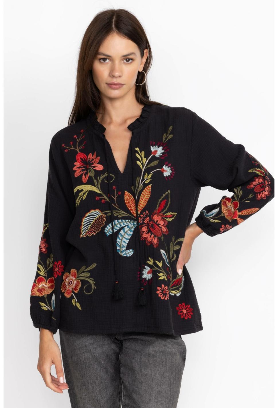 Women Tops | Johnny Was Isabella Field Blouse Black