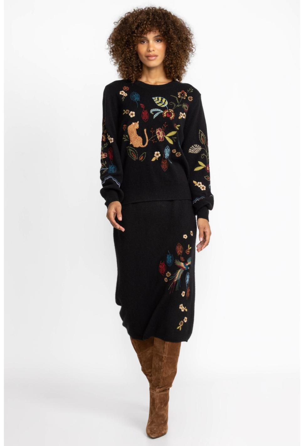 Women Tops | Johnny Was Isabella Sweater Top Black