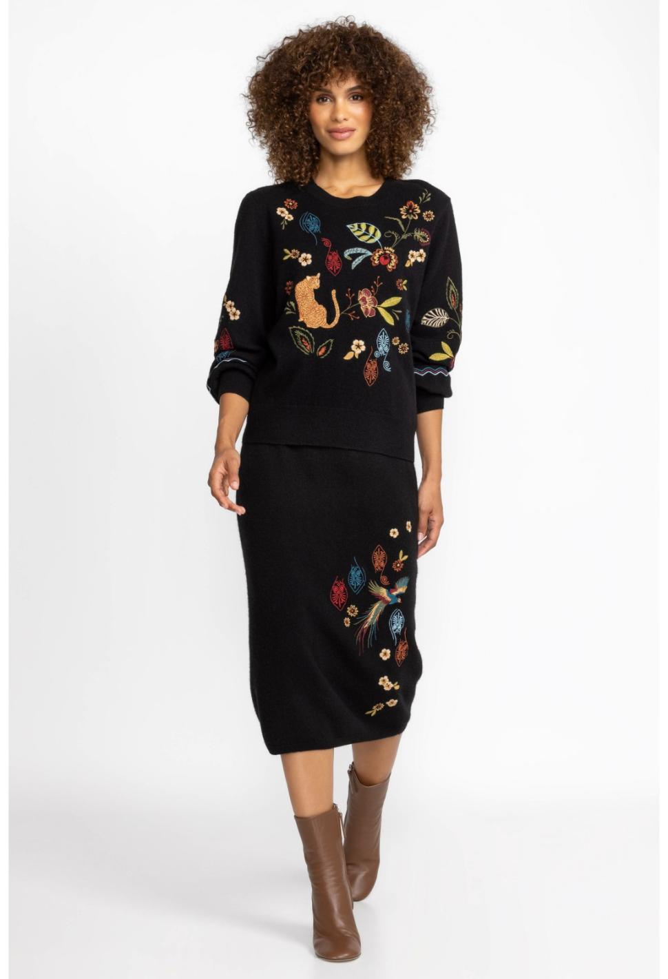 Women Tops | Johnny Was Isabella Sweater Top Black