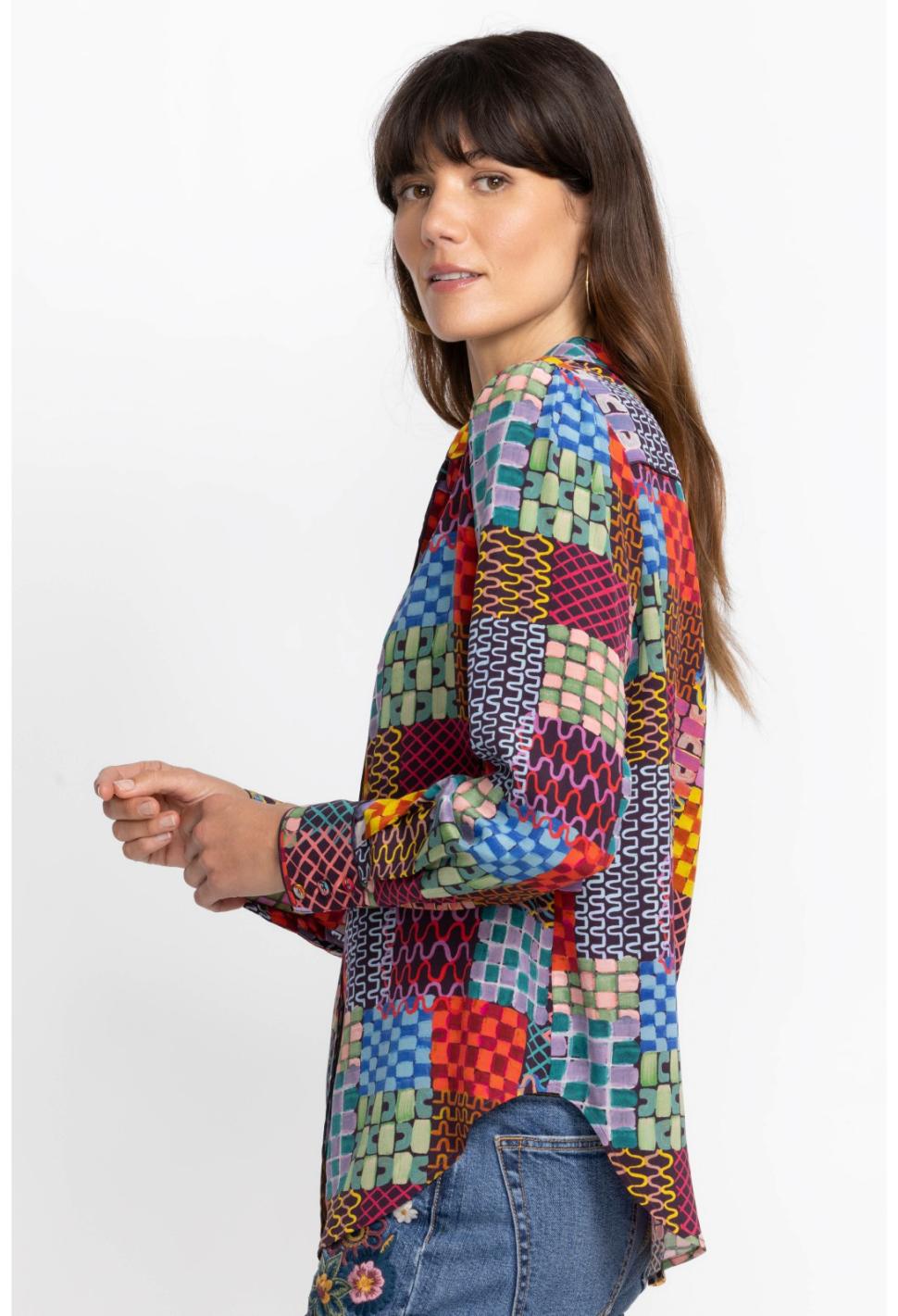 Women Tops | Johnny Was Isadora Waves Silk Blouse Isadora Waves