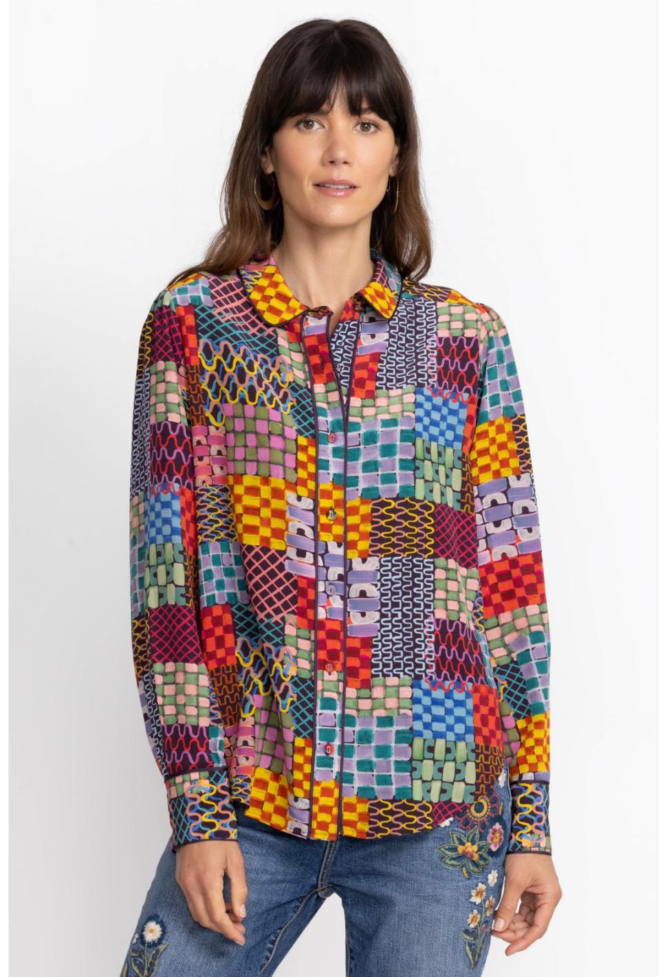 Women Tops | Johnny Was Isadora Waves Silk Blouse Isadora Waves