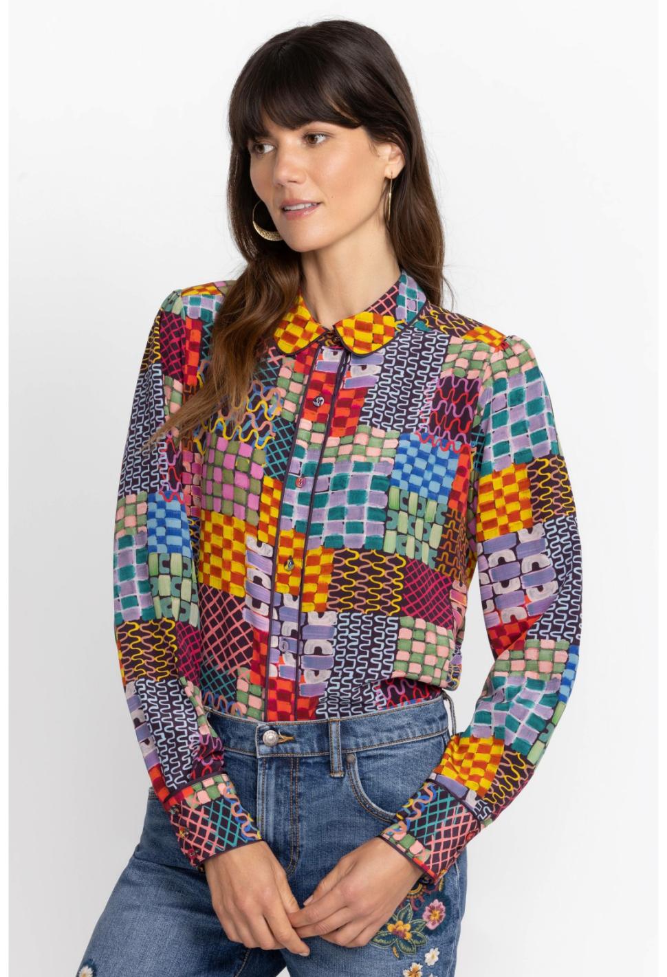 Women Tops | Johnny Was Isadora Waves Silk Blouse Isadora Waves