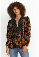 Women Tops | Johnny Was Jasmoon Flore Velvet Curved Hem Blouse Jasmoon Flore