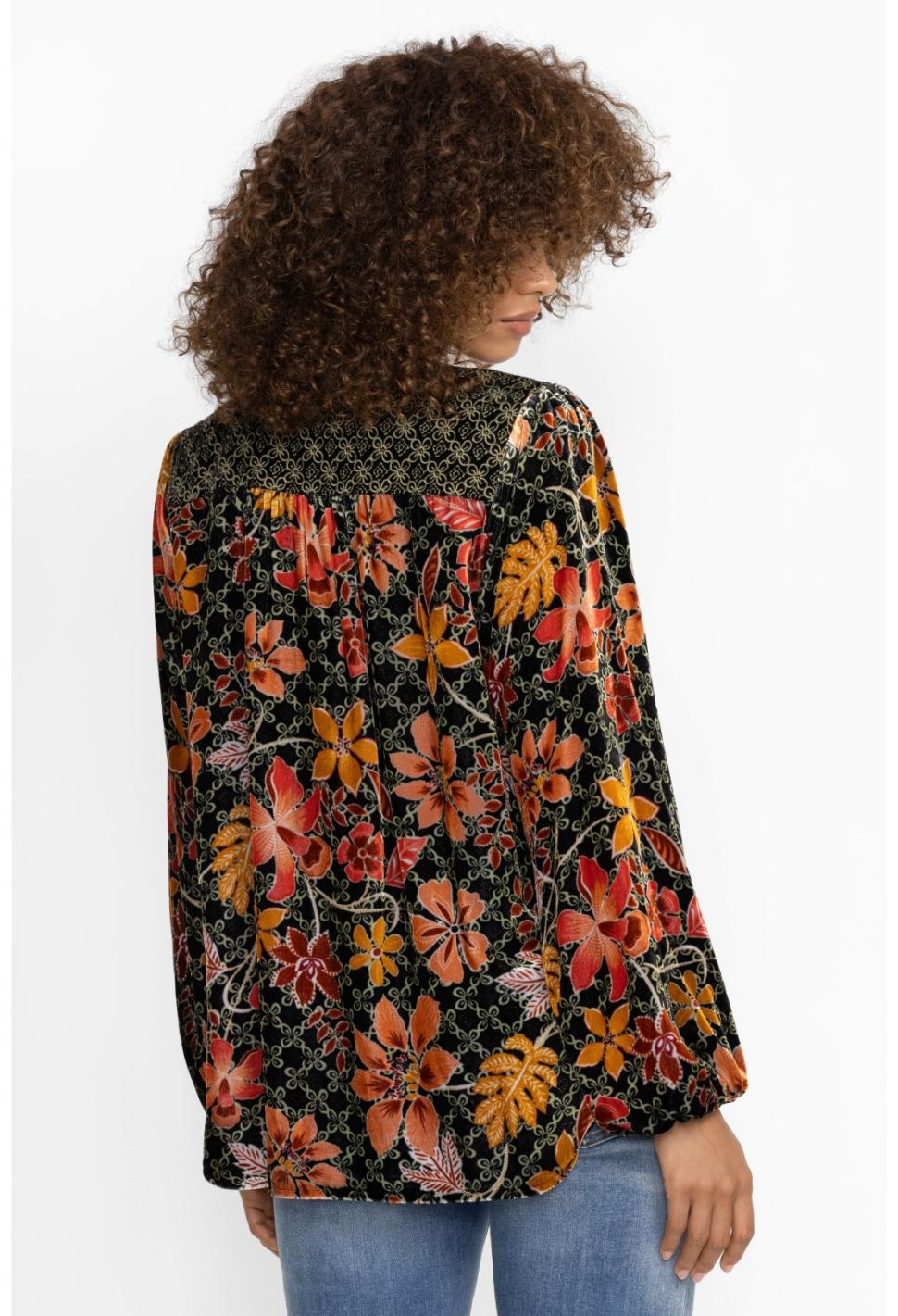 Women Tops | Johnny Was Jasmoon Flore Velvet Curved Hem Blouse Jasmoon Flore