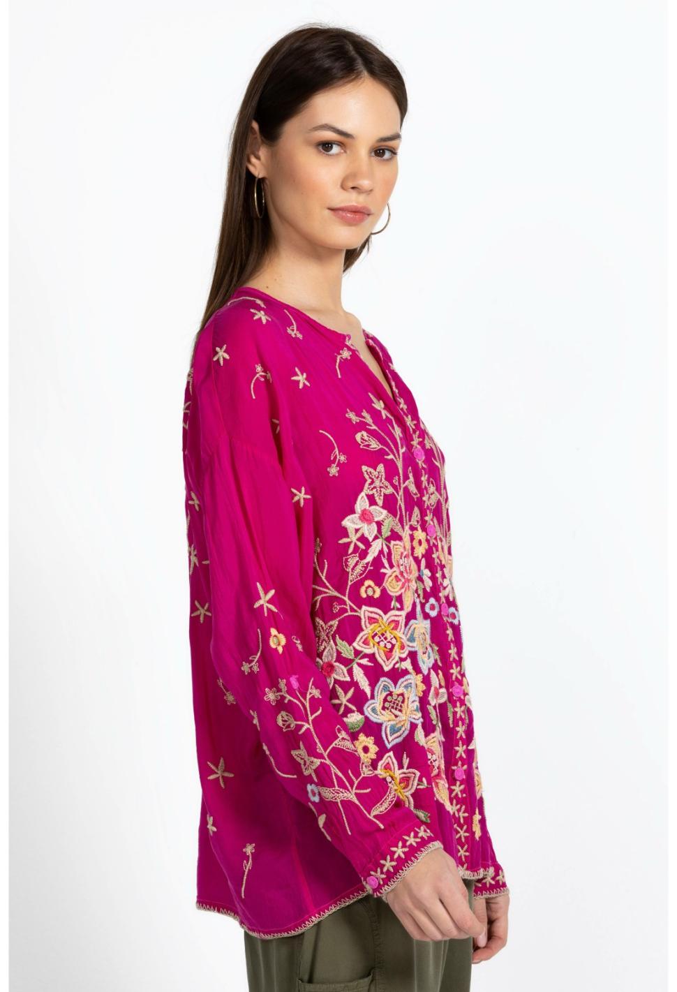 Women Tops | Johnny Was Jenai Blouse Festival Fuschia