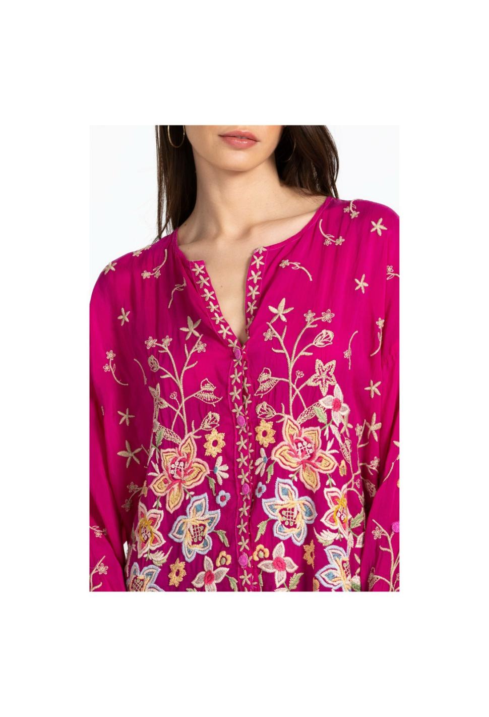 Women Tops | Johnny Was Jenai Blouse Festival Fuschia
