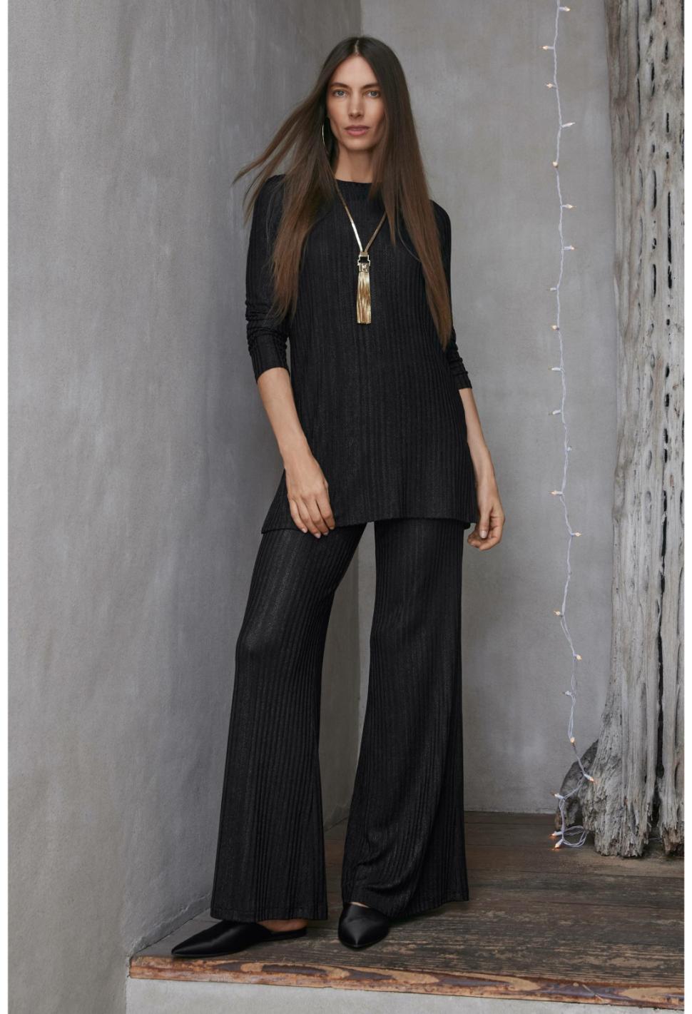 Women Tops | Johnny Was Jenna Metallic Tunic Black