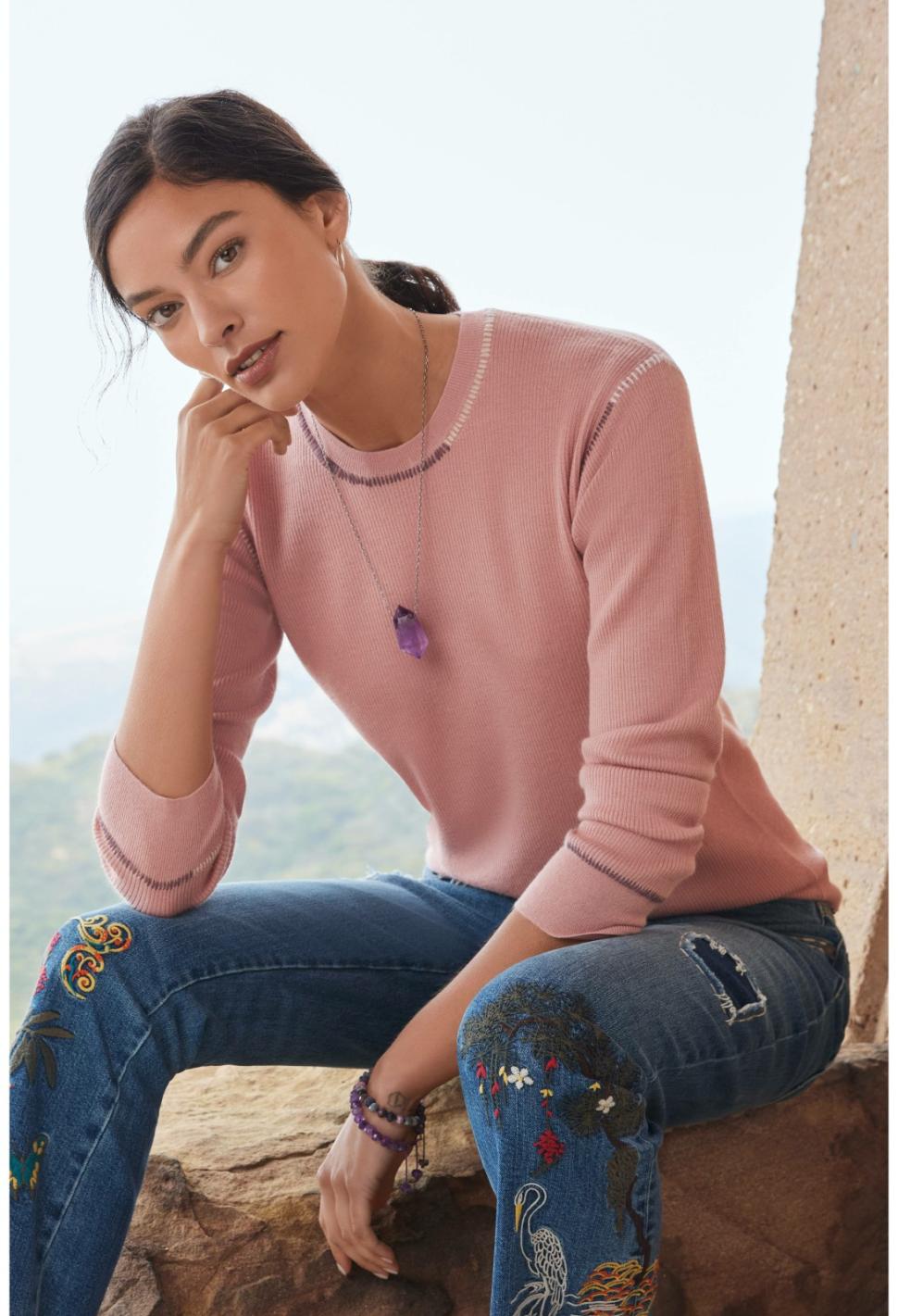 Women Tops | Johnny Was Jj Pullover Light Rose