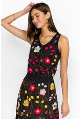 Women Tops | Johnny Was Joni Raw Edge V-Neck Tank Black