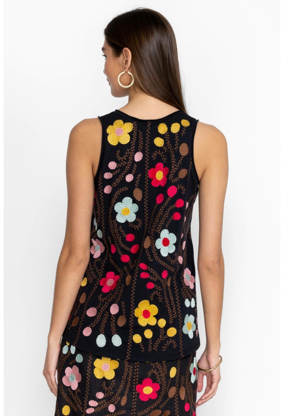 Women Tops | Johnny Was Joni Raw Edge V-Neck Tank Black