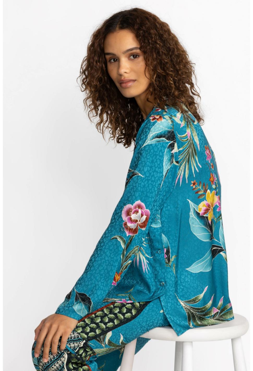 Women Tops | Johnny Was Lagoon Belinda Button Up Lagoon