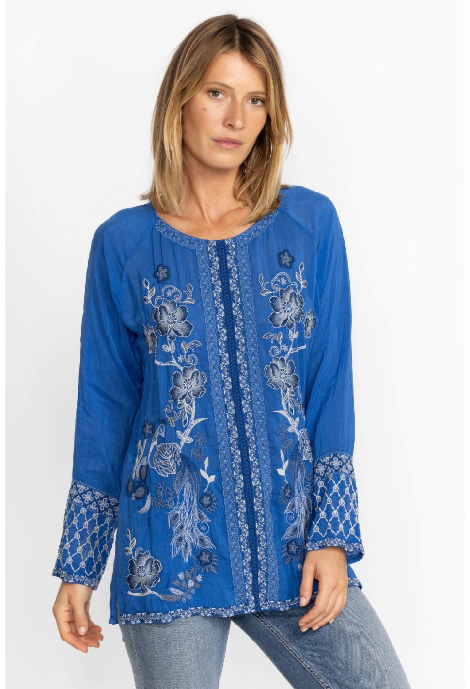 Women Tops | Johnny Was Lauren Blouse Blue Gem