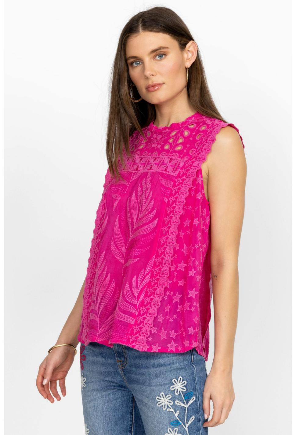 Women Tops | Johnny Was Leafy Concetta Blouse Orchid Lei