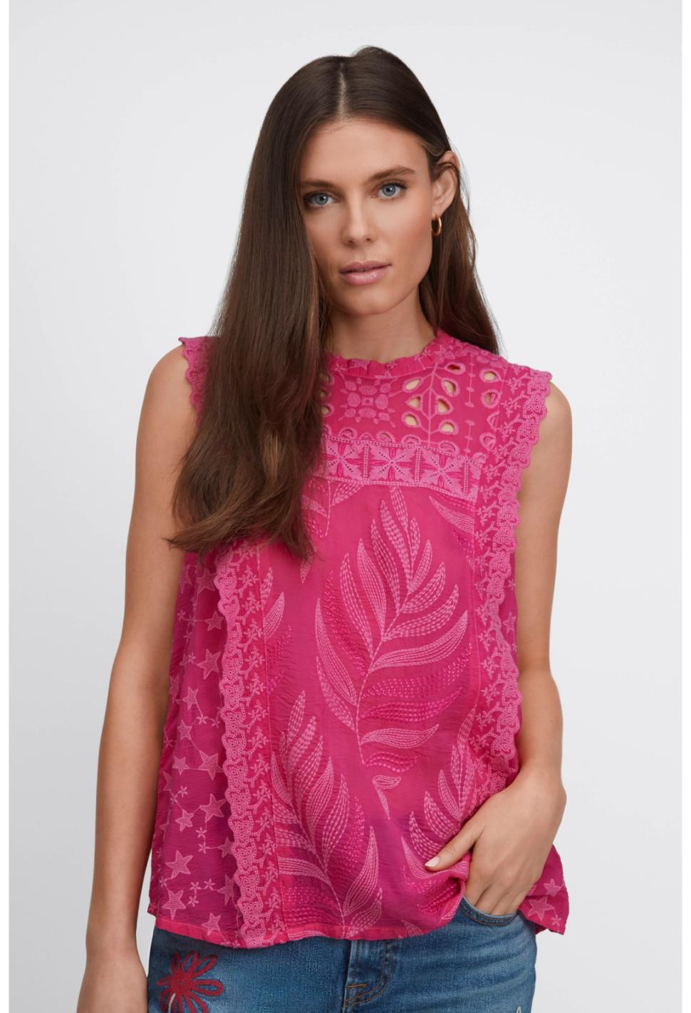 Women Tops | Johnny Was Leafy Concetta Blouse Orchid Lei