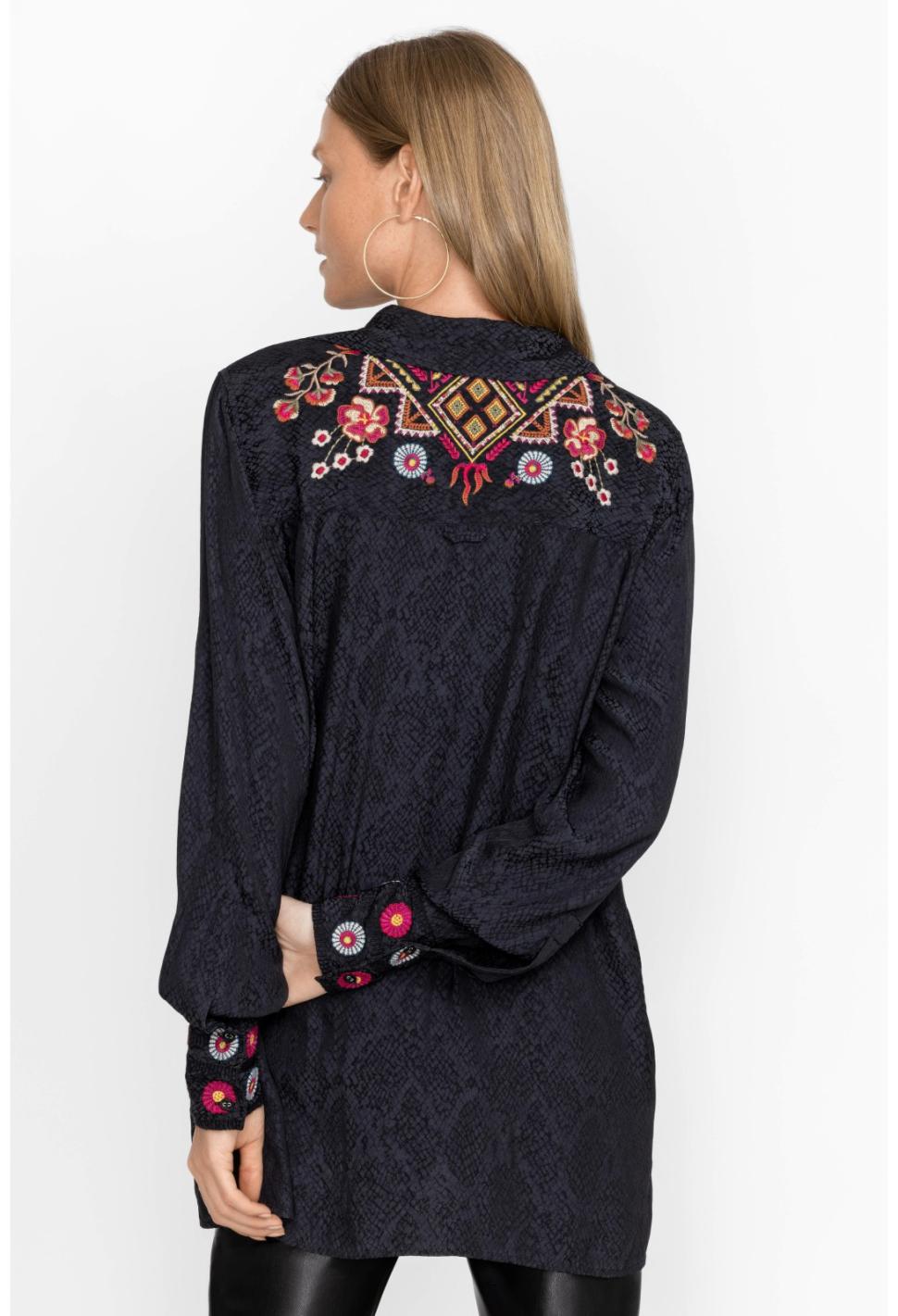 Women Tops | Johnny Was Lilith High Slit Tunic Black