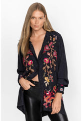 Women Tops | Johnny Was Lilith High Slit Tunic Black