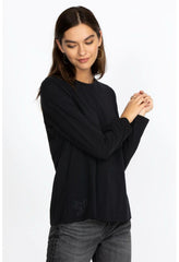 Women Tops | Johnny Was Long Sleeve Crew Neck Layering Tee Black
