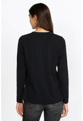 Women Tops | Johnny Was Long Sleeve Crew Neck Layering Tee Black