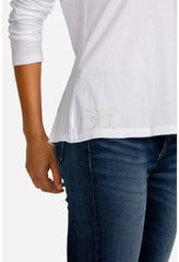 Women Tops | Johnny Was Long Sleeve V-Neck Layering Tee White