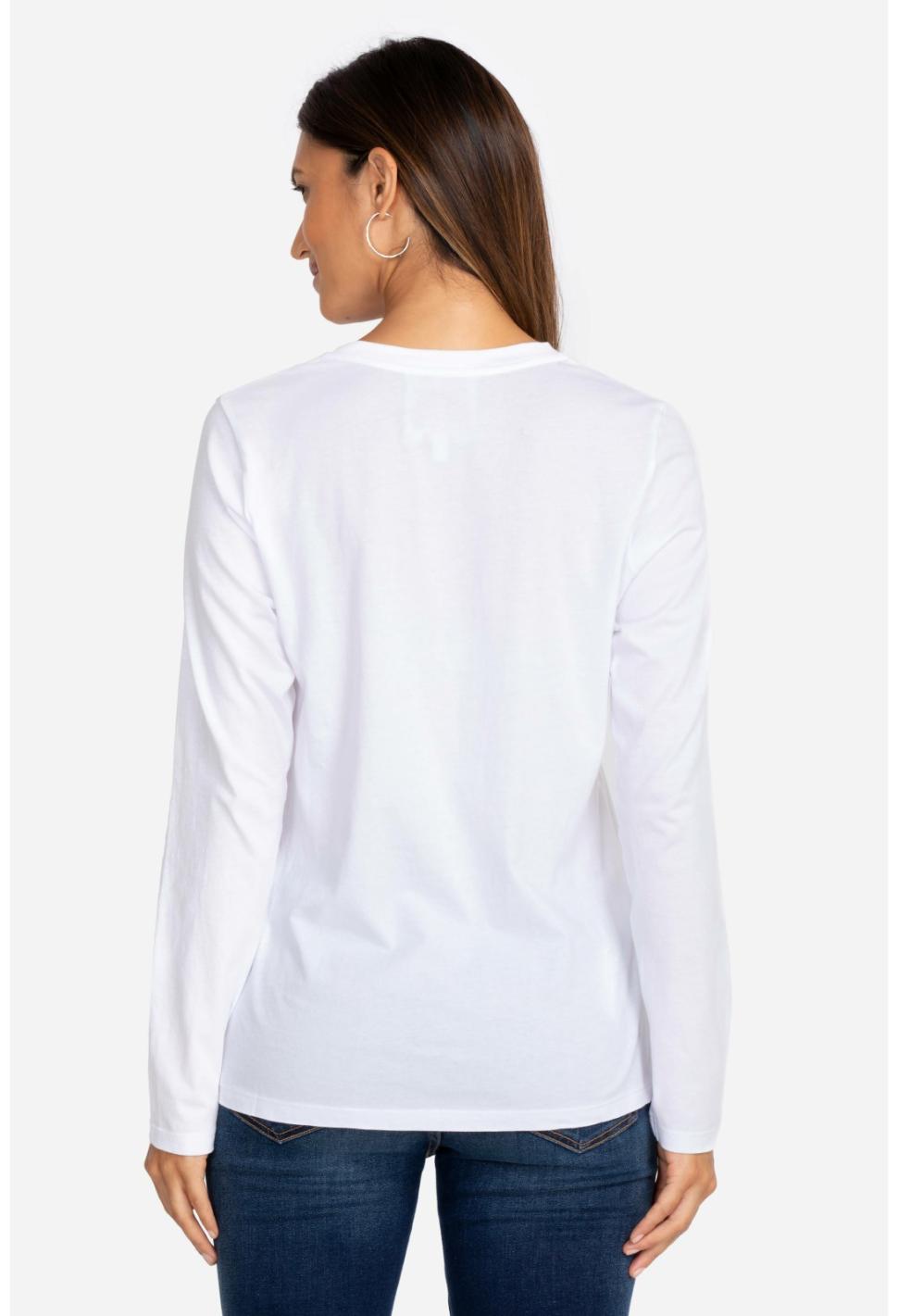 Women Tops | Johnny Was Long Sleeve V-Neck Layering Tee White
