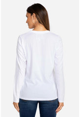 Women Tops | Johnny Was Long Sleeve V-Neck Layering Tee White