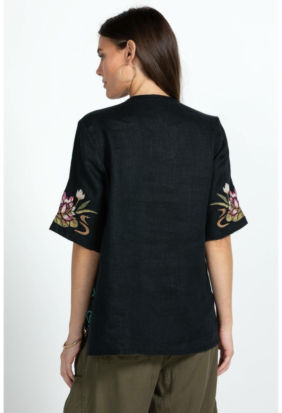 Women Tops | Johnny Was Maisie Easy V-Neck Top Black