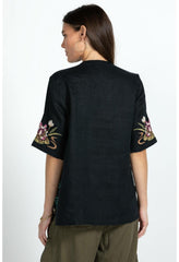 Women Tops | Johnny Was Maisie Easy V-Neck Top Black