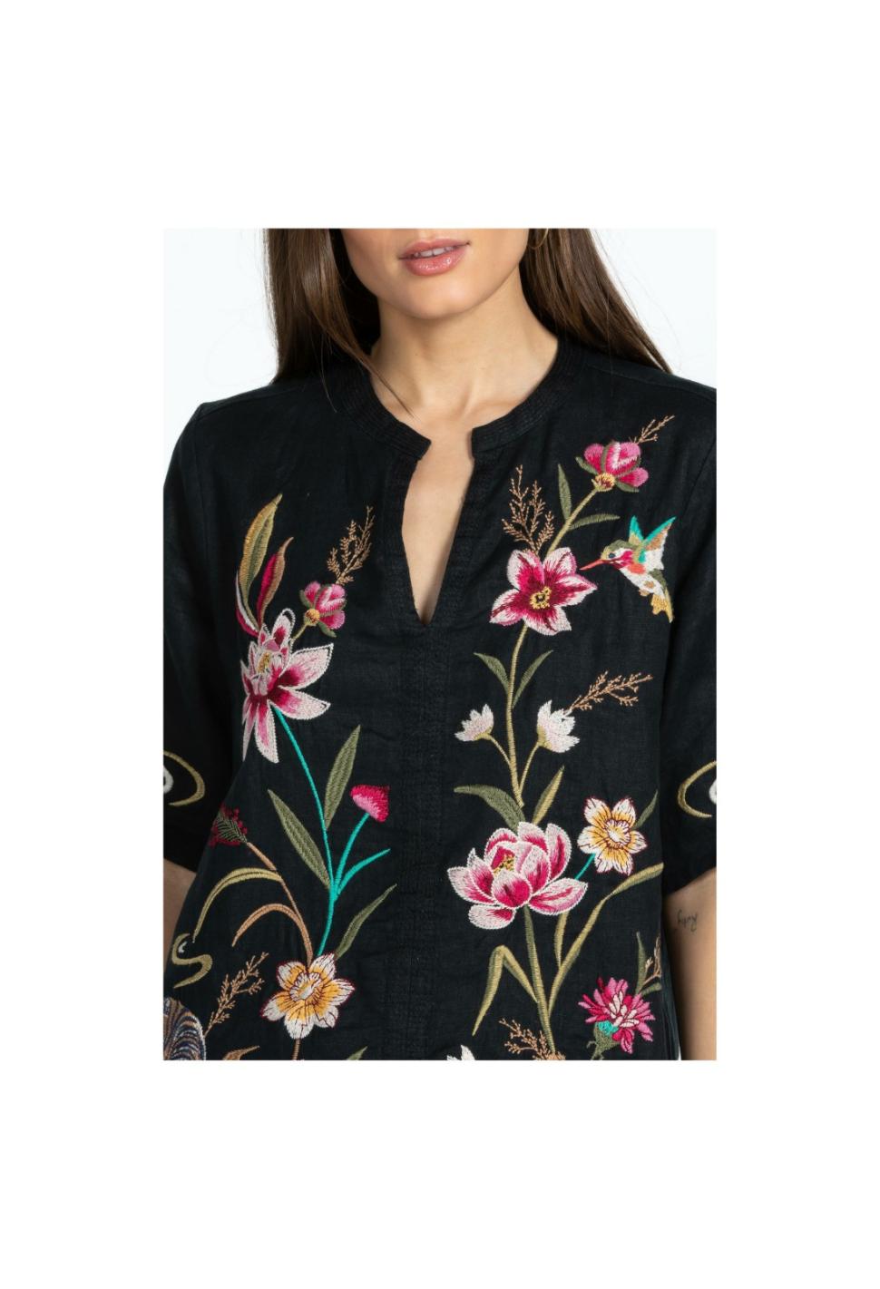 Women Tops | Johnny Was Maisie Easy V-Neck Top Black