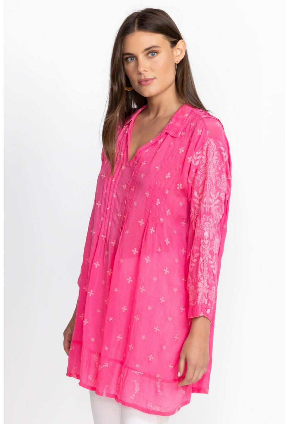 Women Tops | Johnny Was Marti Vera Tunic Hot Pink