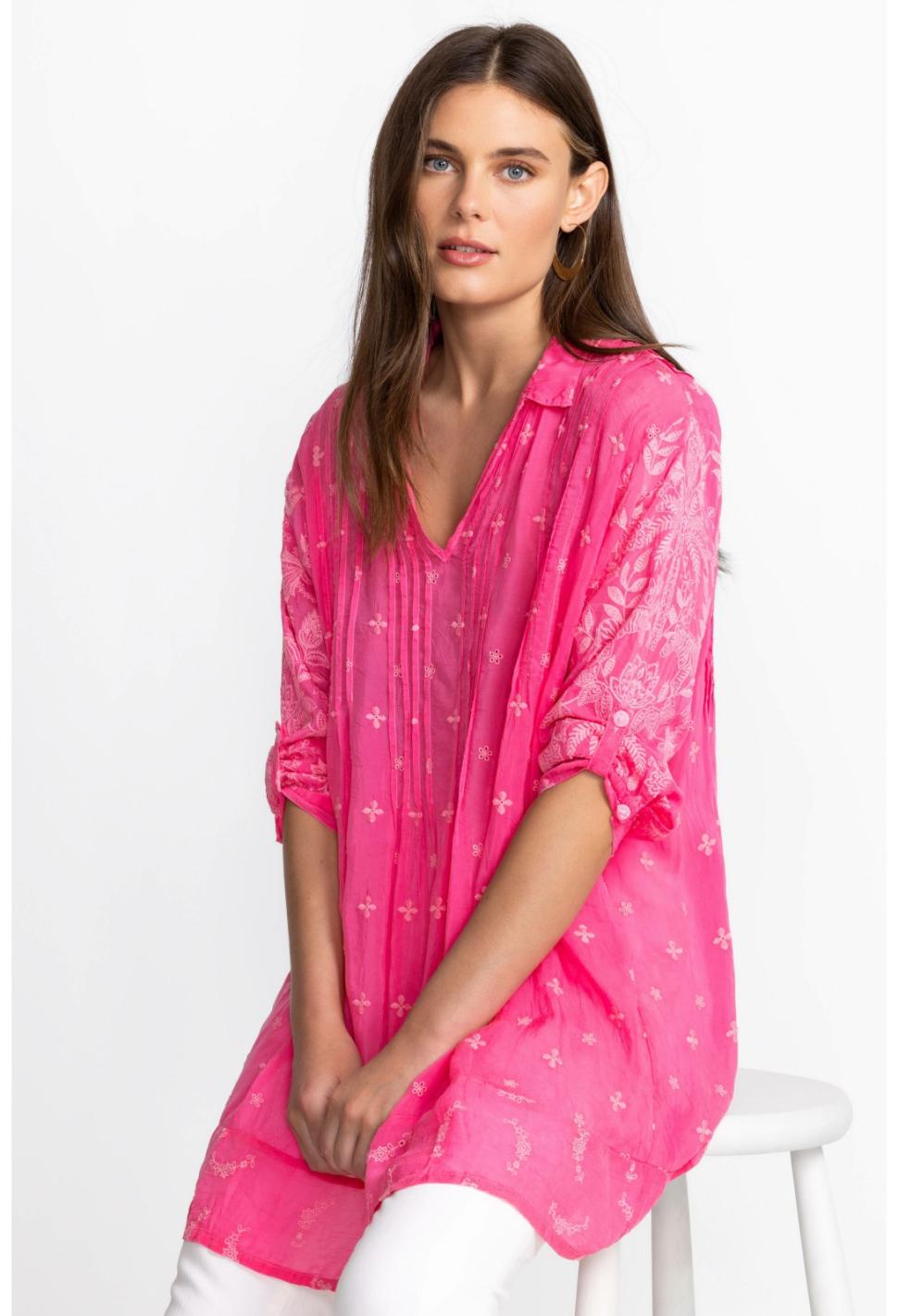 Women Tops | Johnny Was Marti Vera Tunic Hot Pink
