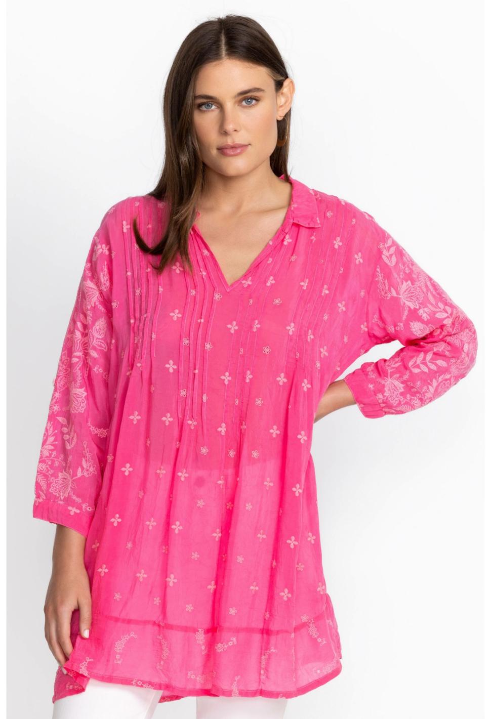 Women Tops | Johnny Was Marti Vera Tunic Hot Pink